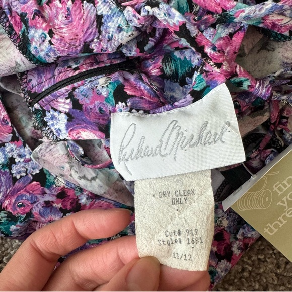 VINTAGE PINK/PURPLE WATERCOLOR FLORAL MINI DRESS - Picture 6 of 10